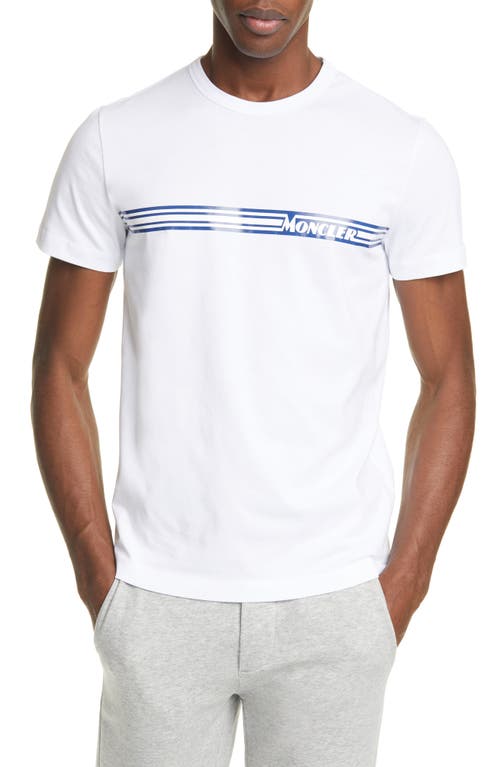 Moncler Stripe Logo T-Shirt in White at Nordstrom, Size Xx-Large