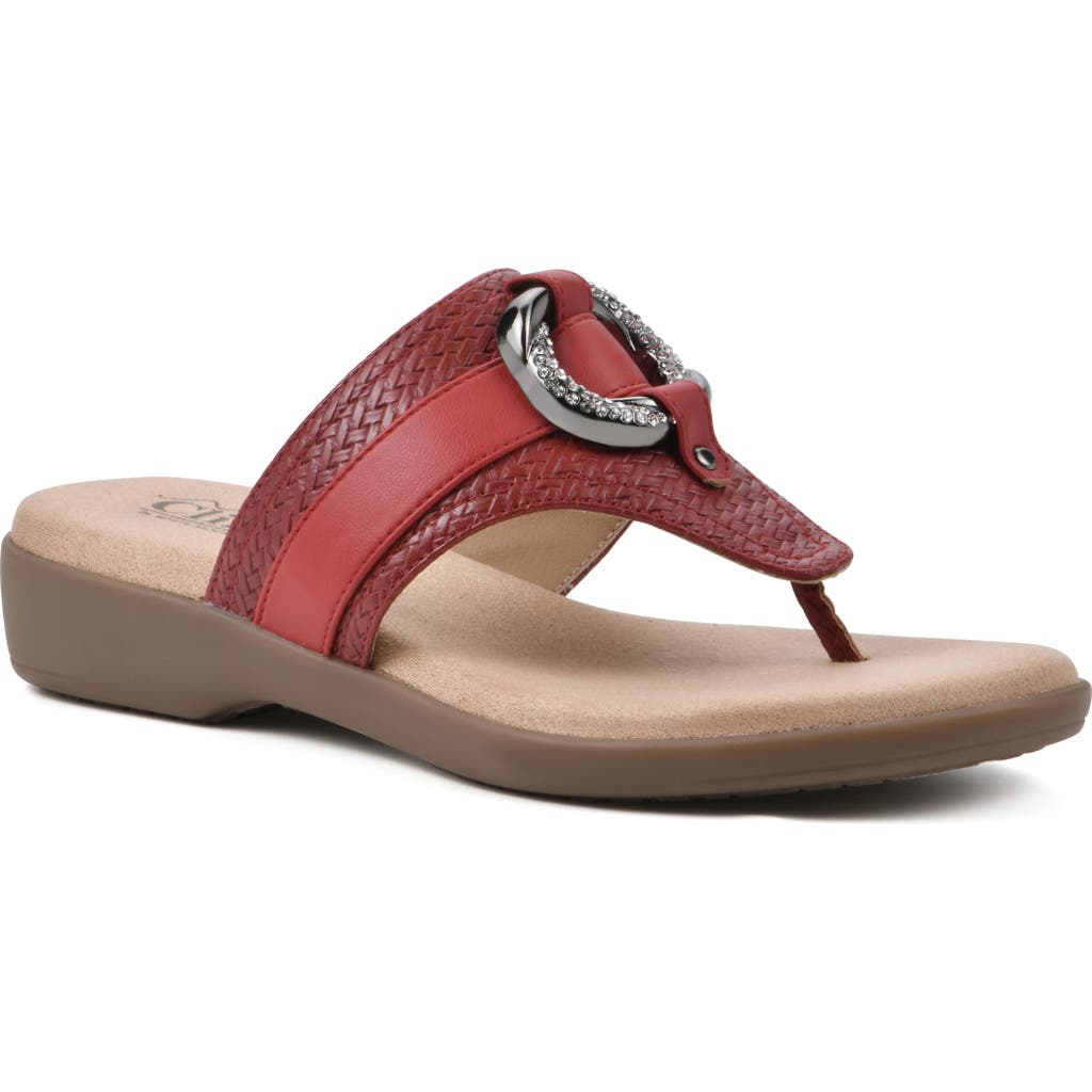 Cliffs By White Mountain Benedict Wedge Thong Sandal In Red