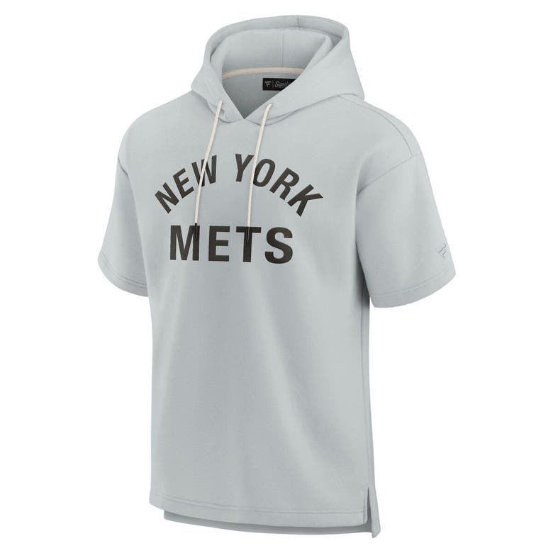 Shop Fanatics Signature Unisex  Gray New York Mets Elements Super Soft Fleece Short Sleeve Pullover Hoodie
