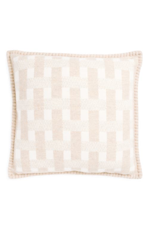 Johnstons of Elgin Basket Weave Jacquard Wool & Cashmere Accent Pillow in Oatmeal White 