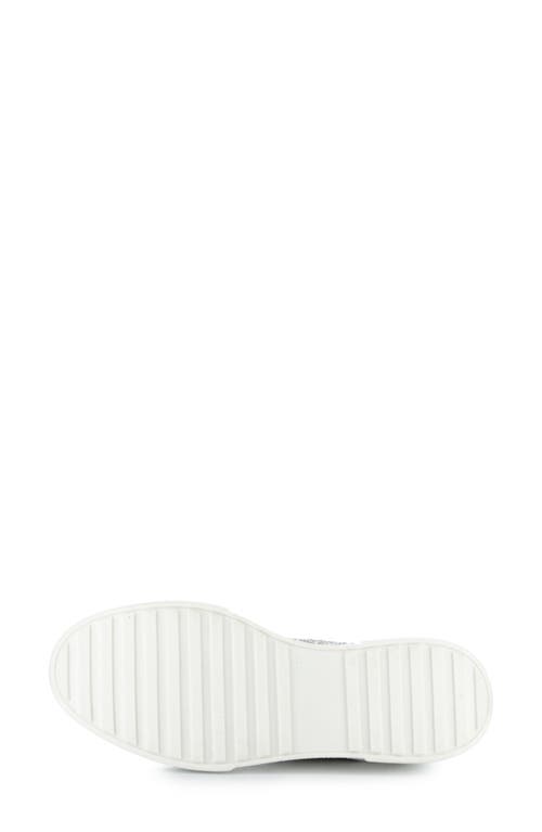 Bos. & Co. Lona Glitter Platform Sneaker In White/plata