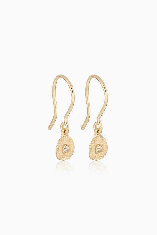Oradina Women's 14k Yellow Gold White Topaz You're A Gem Drop Earrings In Yellow Gold