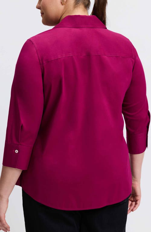 Shop Foxcroft Mary Non-iron Stretch Cotton Button-up Shirt In Sangria