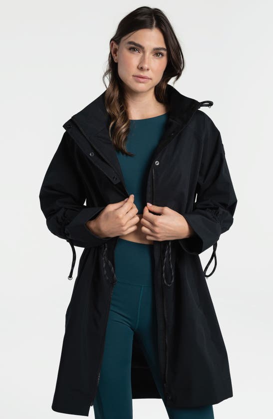 Shop Lole Element Hooded Waterproof Raincoat In Black Beauty