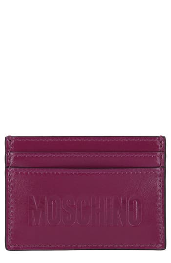 Moschino Debossed Logo Card Case In Purple