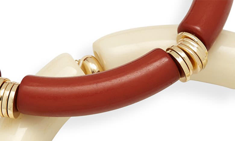 Shop Nordstrom Set Of 2 Resin Tube Stretch Bracelets In Rust- Beige- Gold