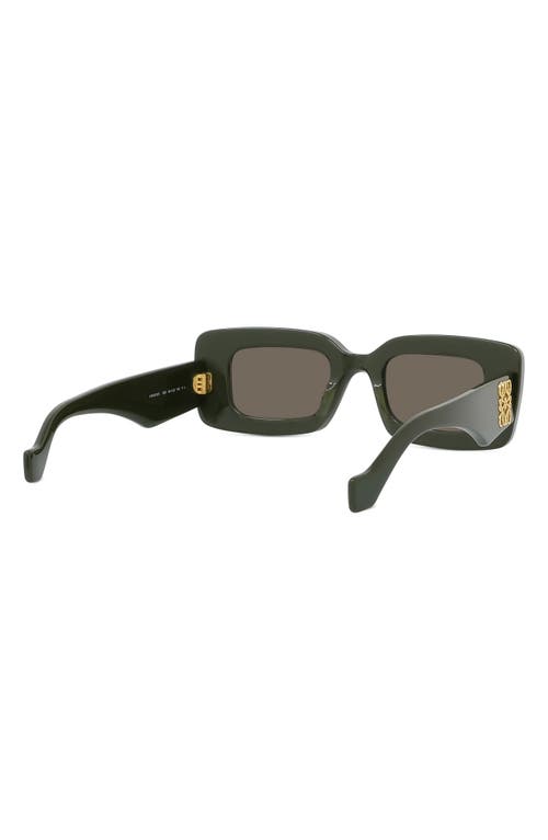 Shop Loewe Anagram 46mm Geometric Sunglasses In Shiny Dark Green/brown