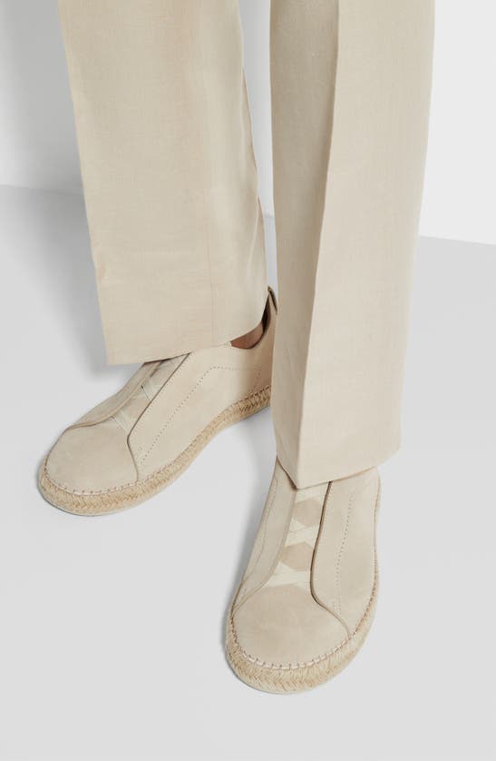 Zegna Triple Stitch Espadrille Slip-on Sneaker In White