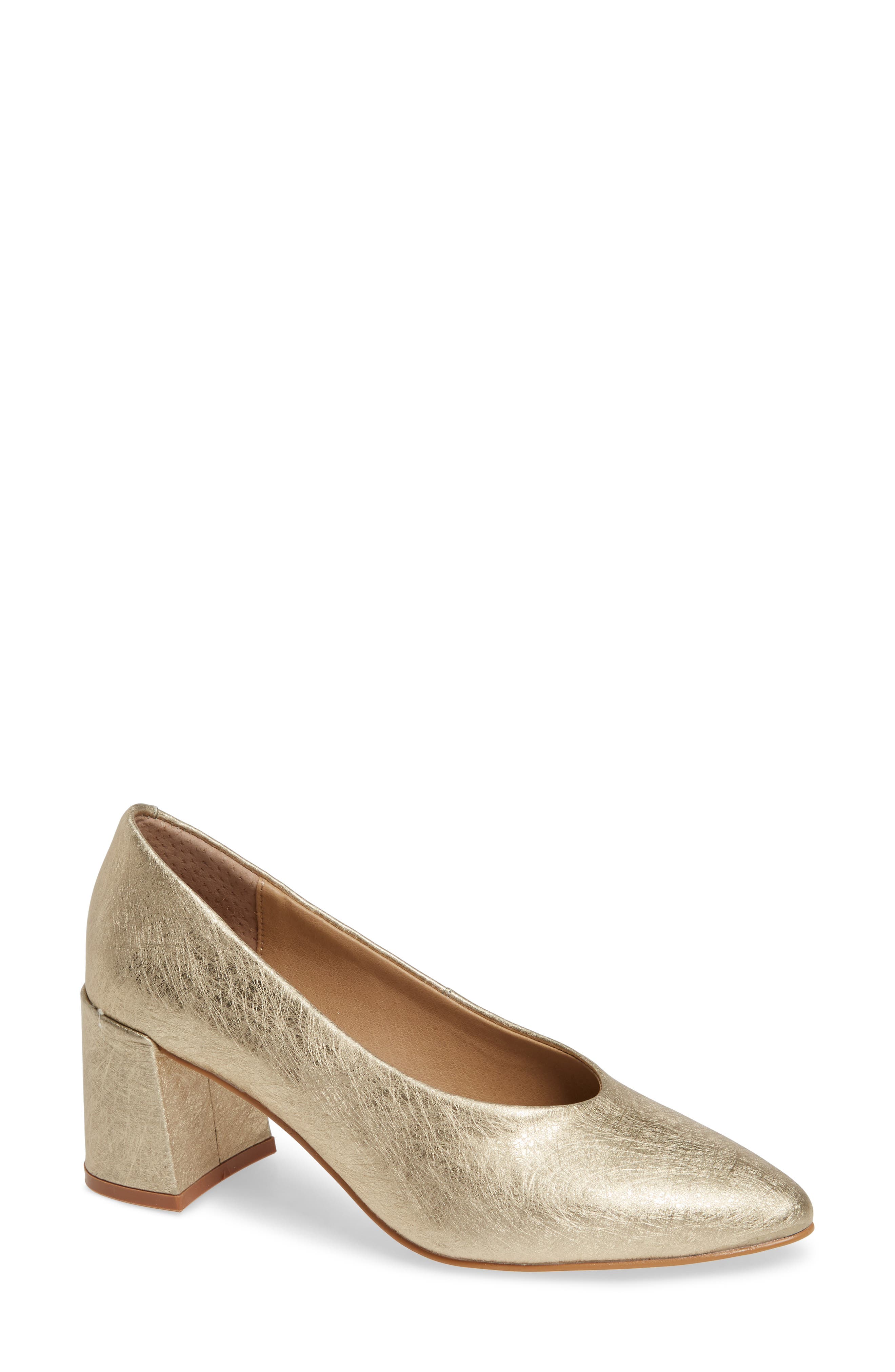 M4D3 Helen Statement Heel Pump, Metallic