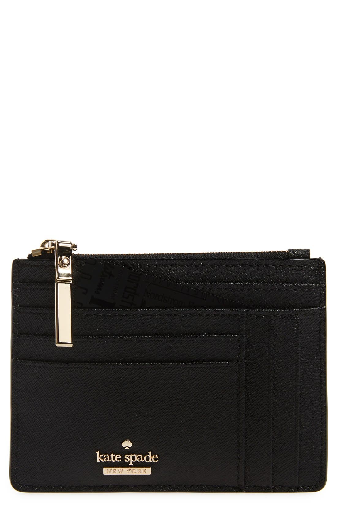 kate spade new york 'large cameron street' textured leather card holder