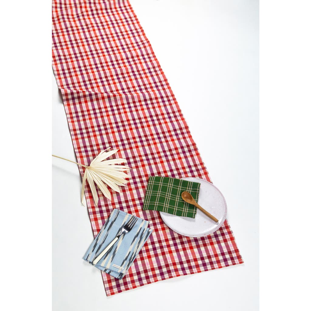 Archive New York Noel Red Plaid Cotton Table Runner In Red