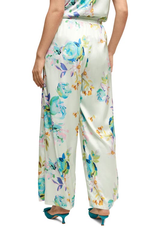 Shop Isaac Mizrahi New York Print Satin Pants In French Floral - Blue