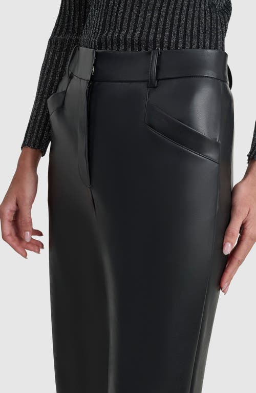 Shop Dkny Seam Detail Wide Leg Faux Leather Pants In Black