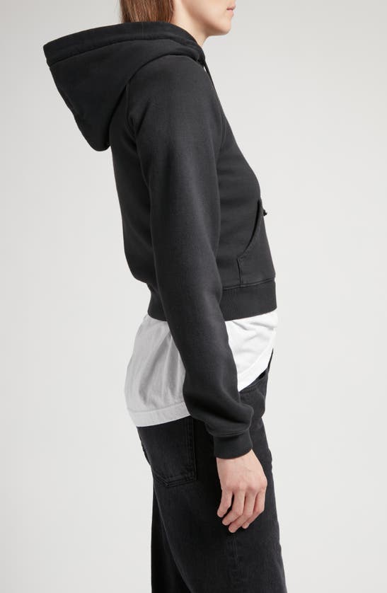Shop The Row Timmi Crop Cotton Blend Hoodie In Stone Black