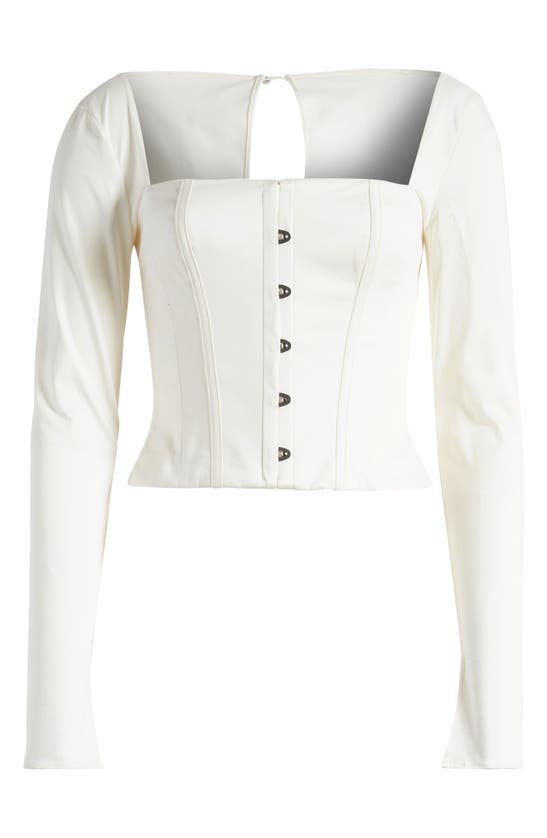 Shop Mistress Rocks Long Sleeve Cotton Corset Top In White