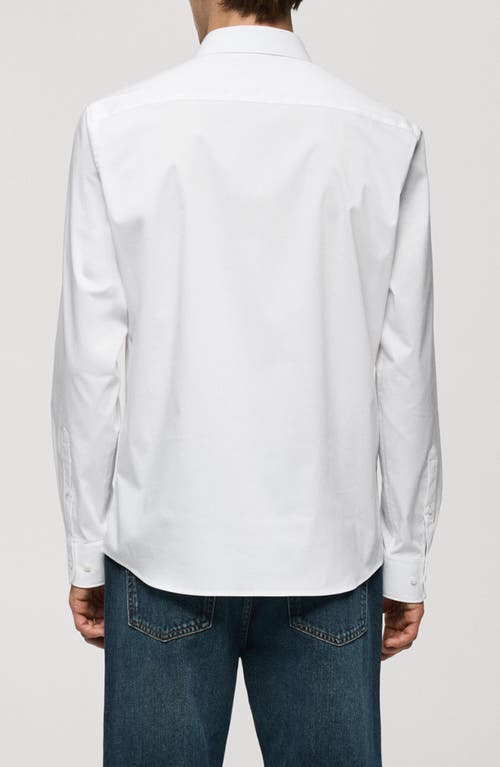 Shop Mango Stretch Button-up Shirt In White