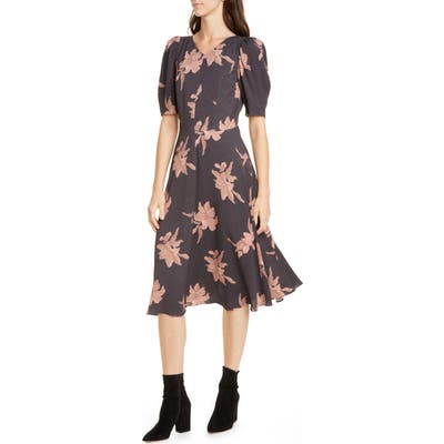 La Vie Rebecca Taylor Tiger Lily Puff Sleeve Dress, Black