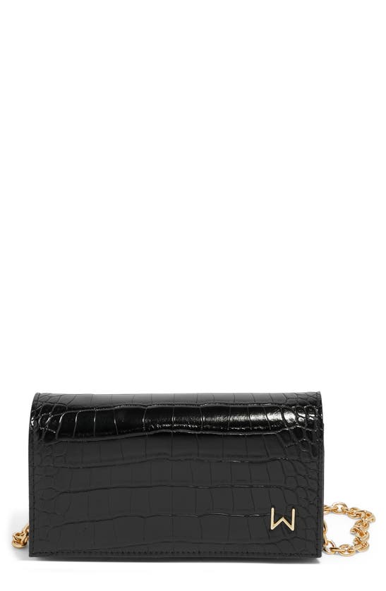 House Of Want We Browse Vegan Leather Wallet Crossbody Bag In Black Croc0