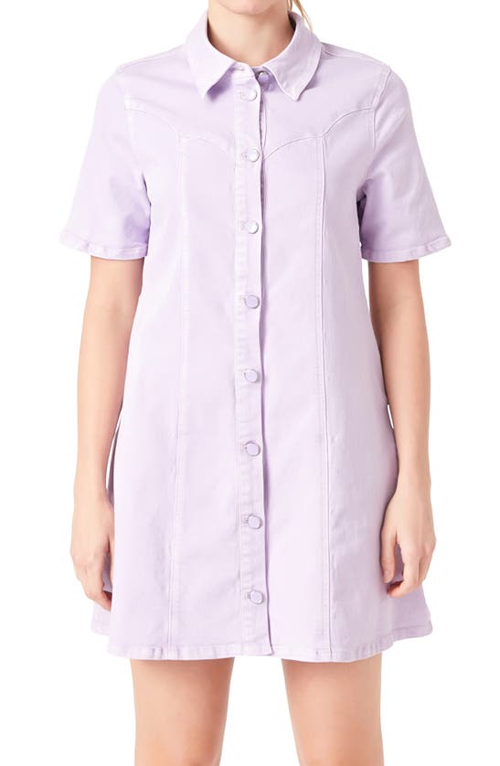 English Factory Washed Denim Minidress In Lilac
