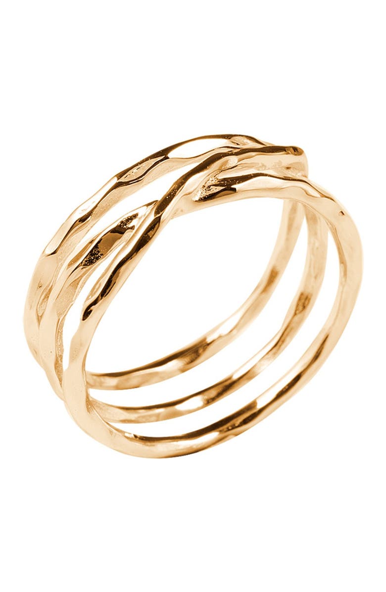 Sterling Forever 14K Gold Vermeil Textured Multi Band Ring | Nordstromrack