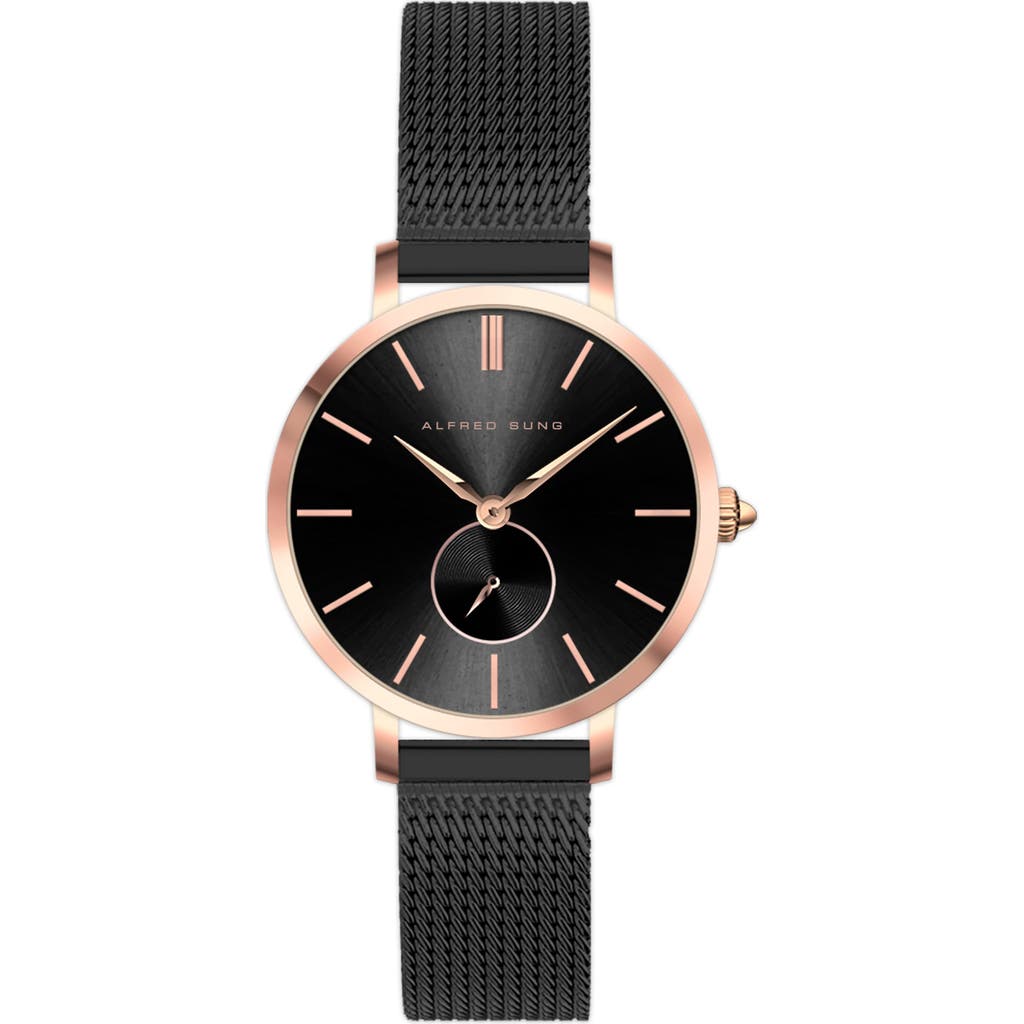 Alfred Sung Serenity Mesh Strap Watch, 33mm In Black