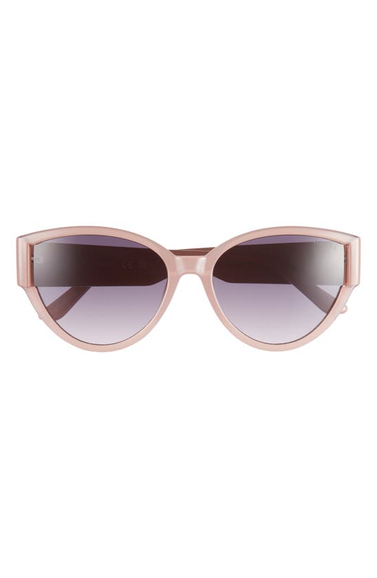 Guess 56mm Cat Eye Sunglasses In Shiny Pink / Gradient Smoke