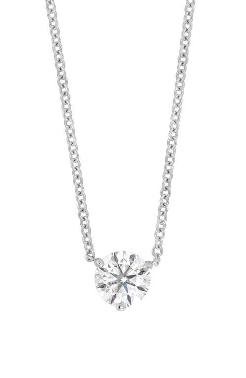 Solitaire Diamond Pendant Necklace in 18K White Gold