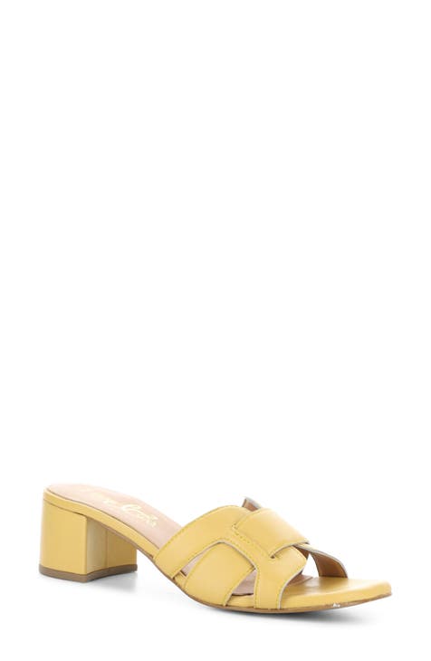 Block heel yellow sandals best sale