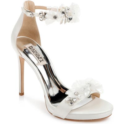 Badgley Mischka Cardi Crystal Embellished Sandal, White