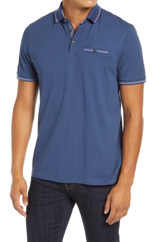 Ted Baker Tortila Slim Fit Tipped Pocket Polo In Blue