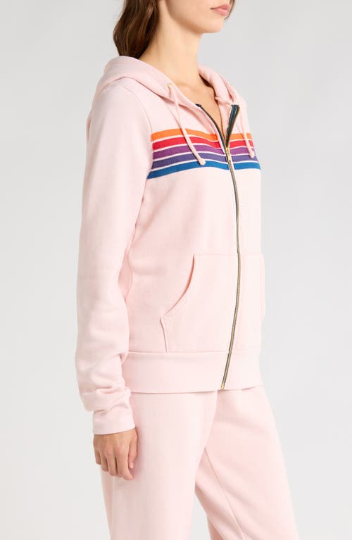 Shop Aviator Nation 5-stripe Zip Hoodie In Light Pink/purple Orange