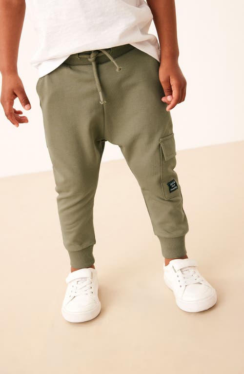 Next Kids' Stretch Cotton Cargo Joggers In Green