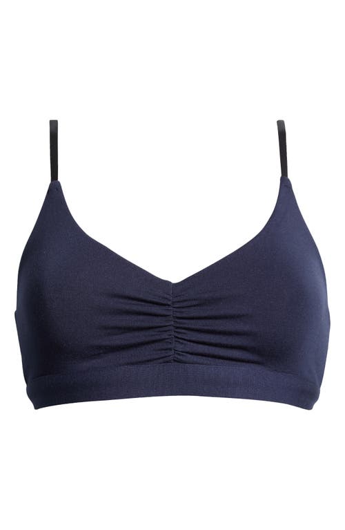 Shop Meundies Feelfree Stripe Bra In Dark Sapphire