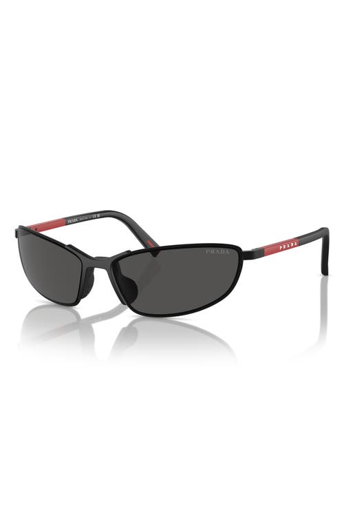 Prada Linea Rossa Matte Black Metal Sunglasses In Matte Black