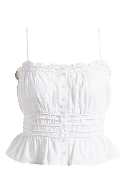 Smocked Button Front Camisole in Eyelet White