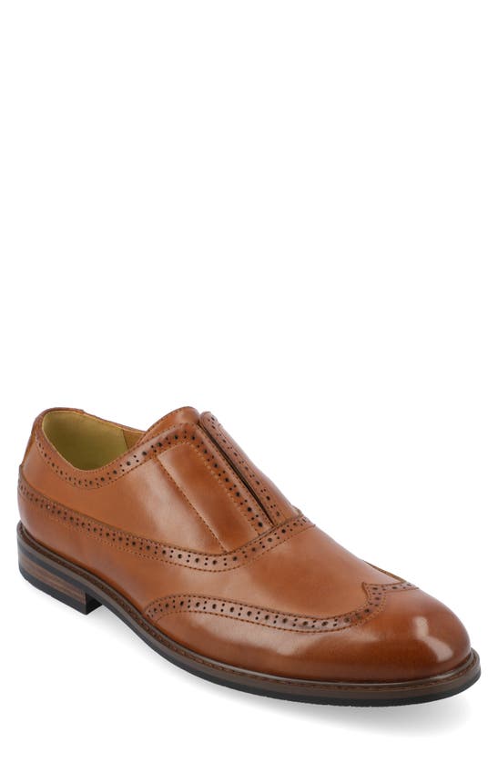 Vance Co. Nikola Tru Comfort Wingtip Slip-on Oxford In Cognac