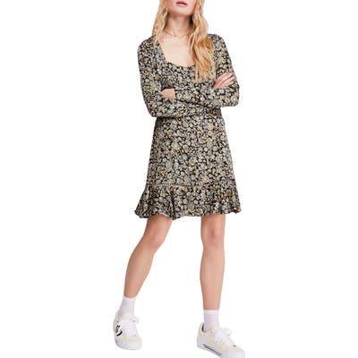 Free People Boheme Long Sleeve Minidress, Black