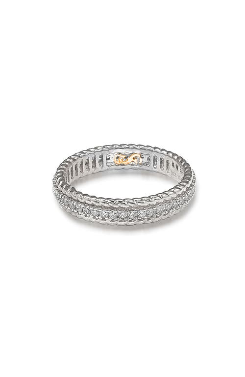Suzy Levian French Filigree Cubic Zirconia Eternity Ring In White