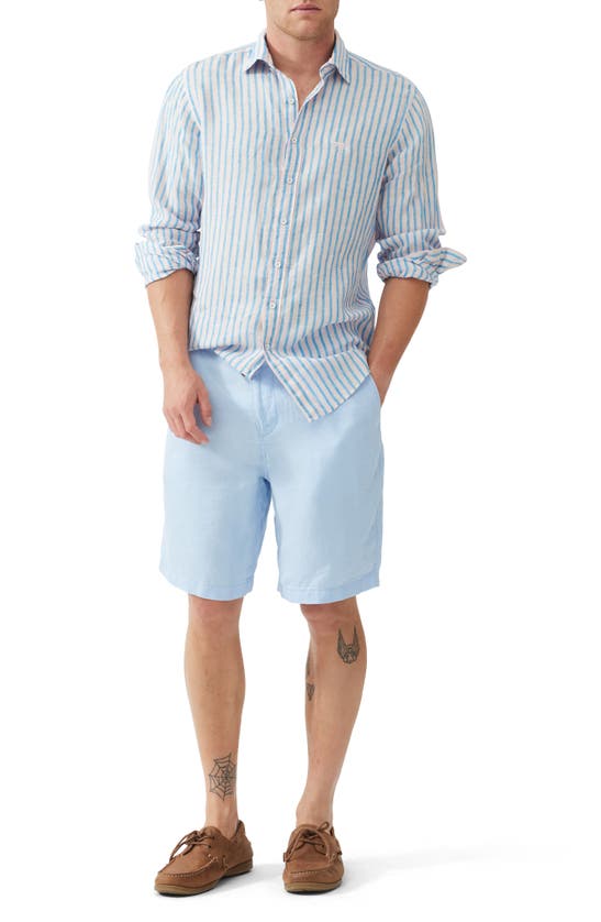 Shop Rodd & Gunn Westlock Linen Shorts In Aquamarine