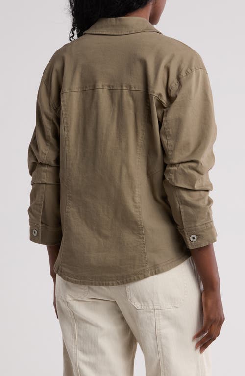 Democracy Cinch Sleeve Denim Jacket In Laurel Oak