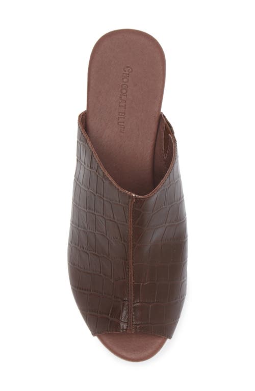 Shop Chocolat Blu Platform Slide Sandal In Brown Embossed Crocodile