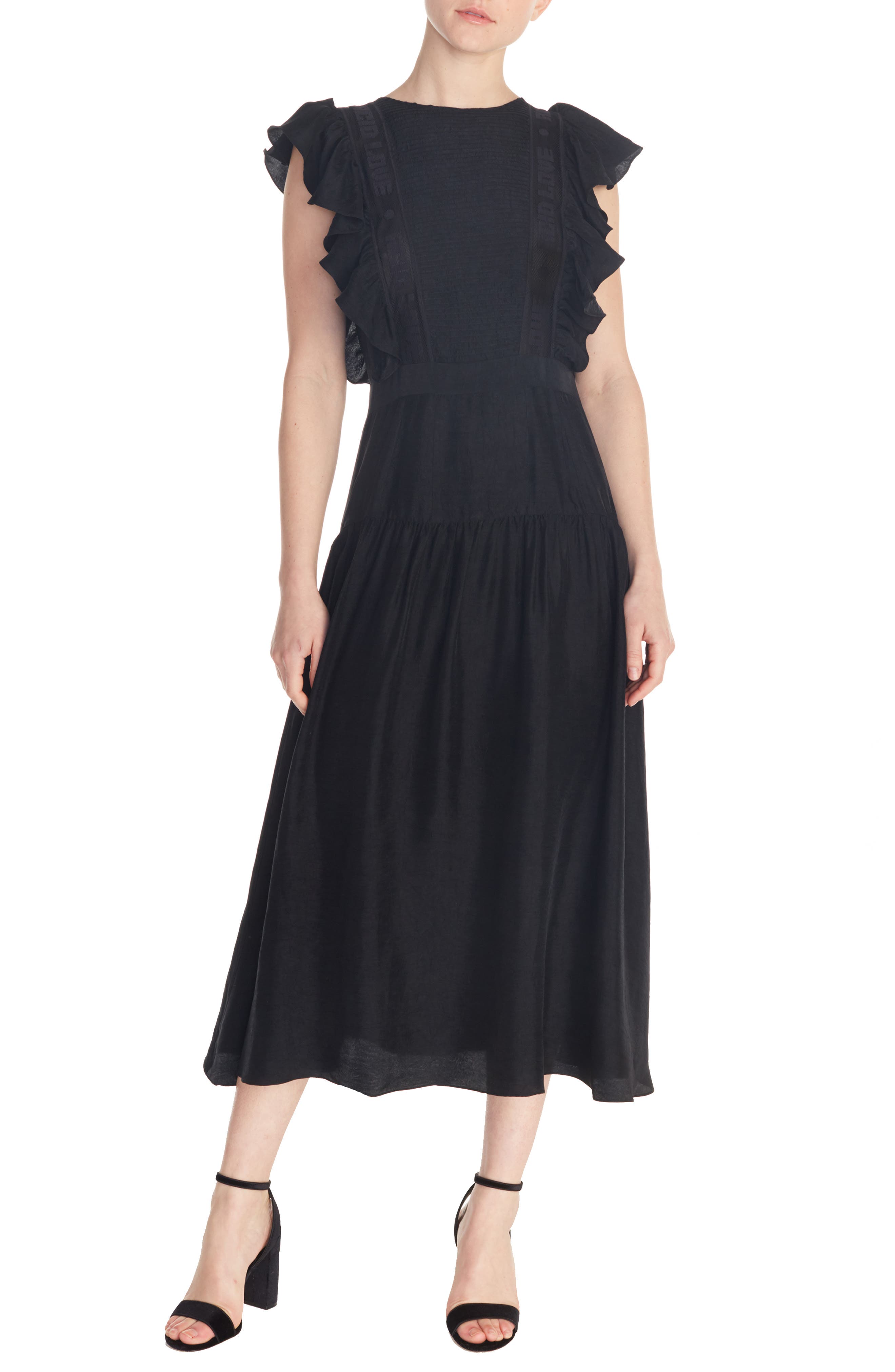 Sandro Agnesse Midi Dress, 6 FR - Black