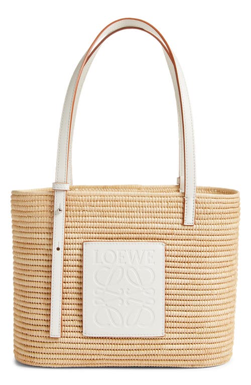 Loewe x Paula's Ibiza Small Square Raffia Basket Bag in Natural/White
