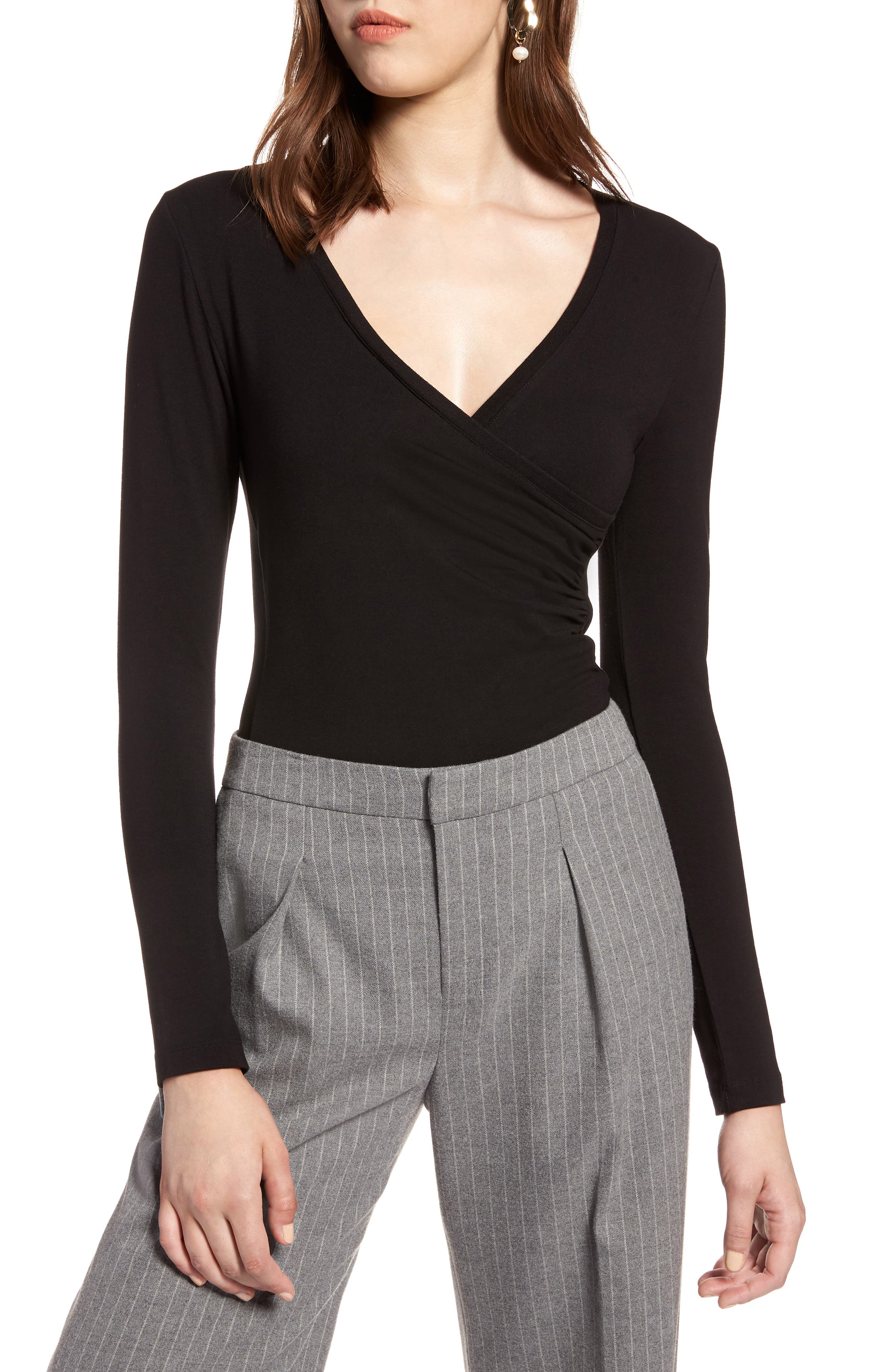 Halogen® Surplice Knit Top (Regular & Petite) Nordstrom