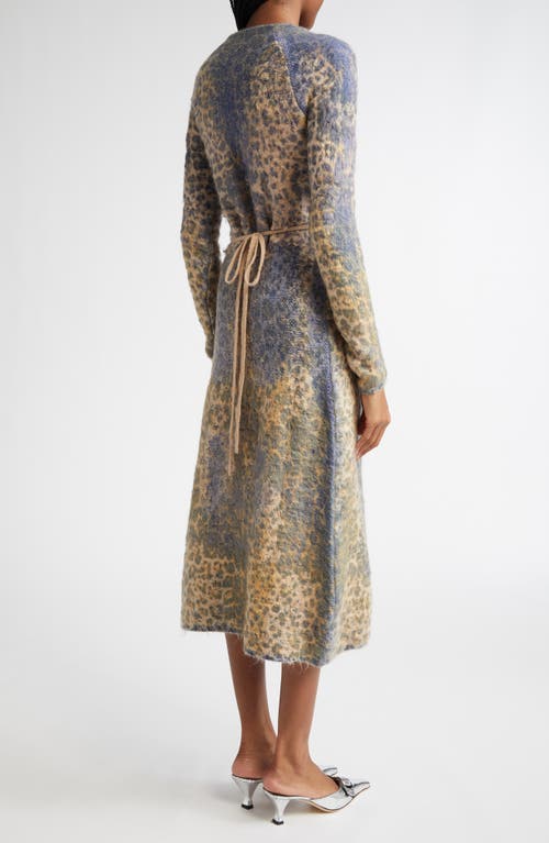 Shop Diesel ® M-sofocle Leopard Print Long Sleeve Midi Wrap Sweater Dress In Tan