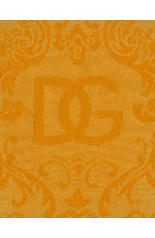 Shop Dolce & Gabbana Dolce&gabbana Dg Logo Cotton Terry Cloth Outdoor Accent Pillow In Gold