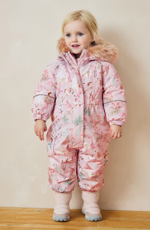 Next Kids' Botanical Snowsuit With Faux Fur Trim In Pink