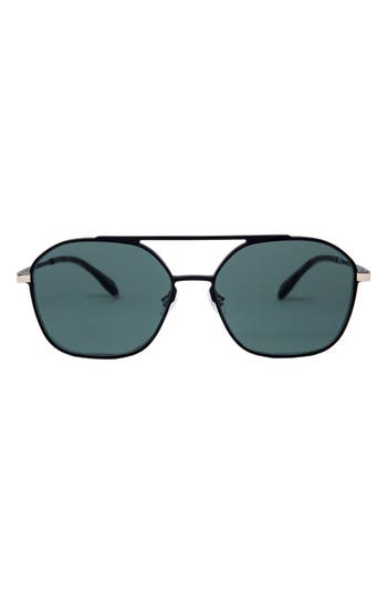Shop Mita Sustainable Eyewear Duomo 58mm Aviator Sunglasses In Matte Black/green