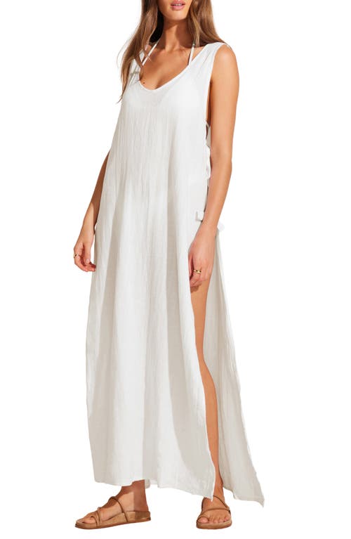 Vitamin A ® Riviera Linen & Cotton Cover-up Dress In White Crinkle Linen