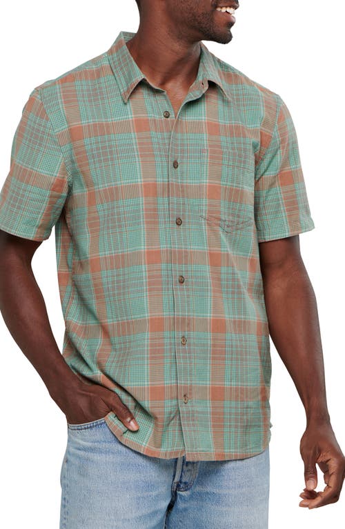 Airscape Plaid Short Sleeve Organic Cotton Button-Up Shirt in Nutmeg